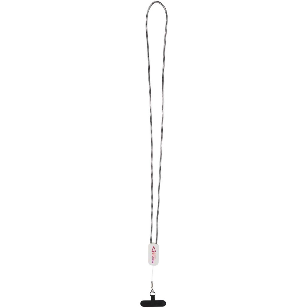 Anser recycled plastic smartphone lanyard with 27W 5-in-1 built-in cable