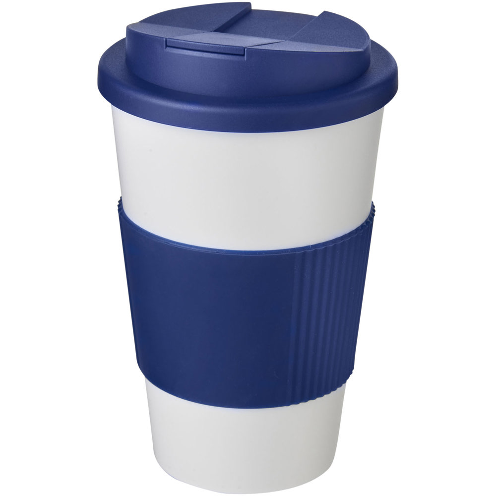 Americano® 350 ml tumbler with grip & spill-proof lid - White, Blue