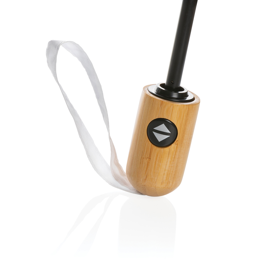 21" Impact AWARE™ RPET 190T bamboo auto open/close umbrella