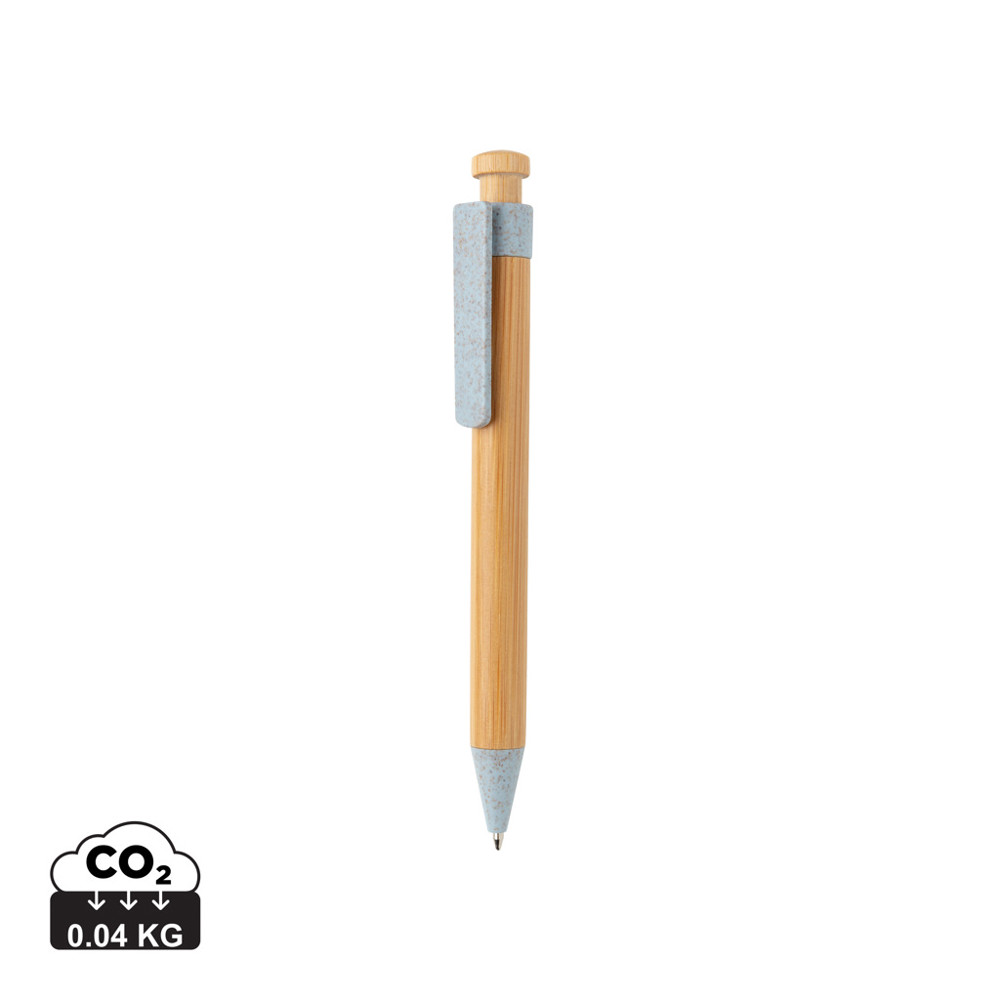 Bamboo pen with wheatstraw clip