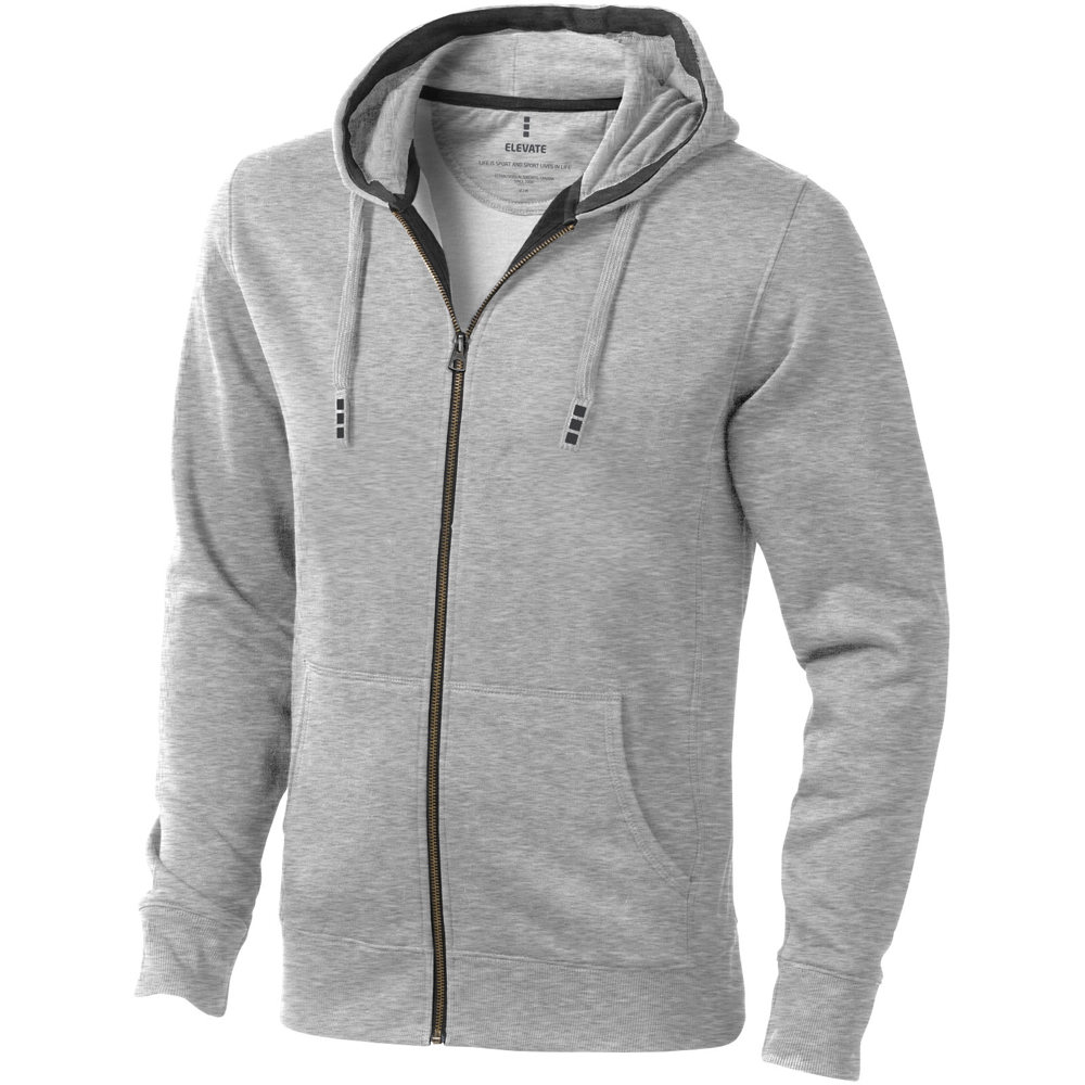 Arora 300 g/m2 unisex full zip hoodie - Grey melange
