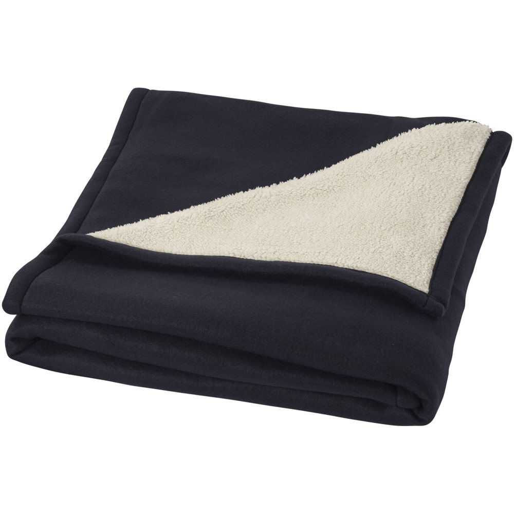 Springwood soft fleece and sherpa plaid blanket - Navy, Off white