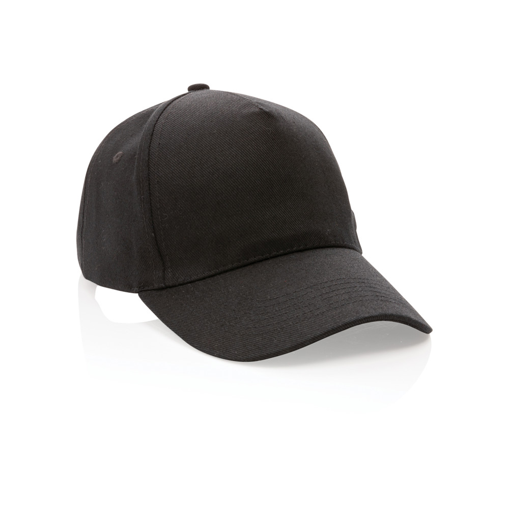 Impact 5panel 280gr Recycled cotton cap with AWARE™ tracer - black (± PMS Black)