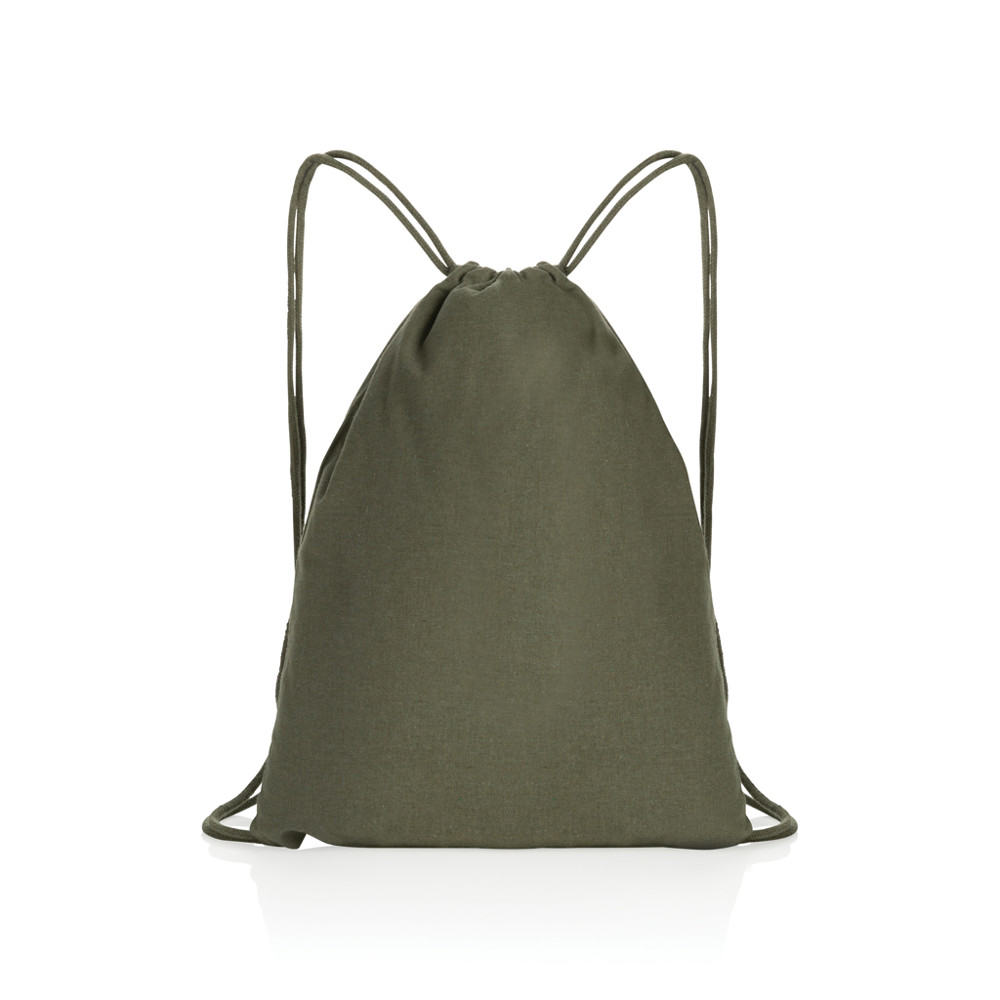 Impact AWARE™ recycled cotton drawstring backpack 145g - green (± PMS Green)