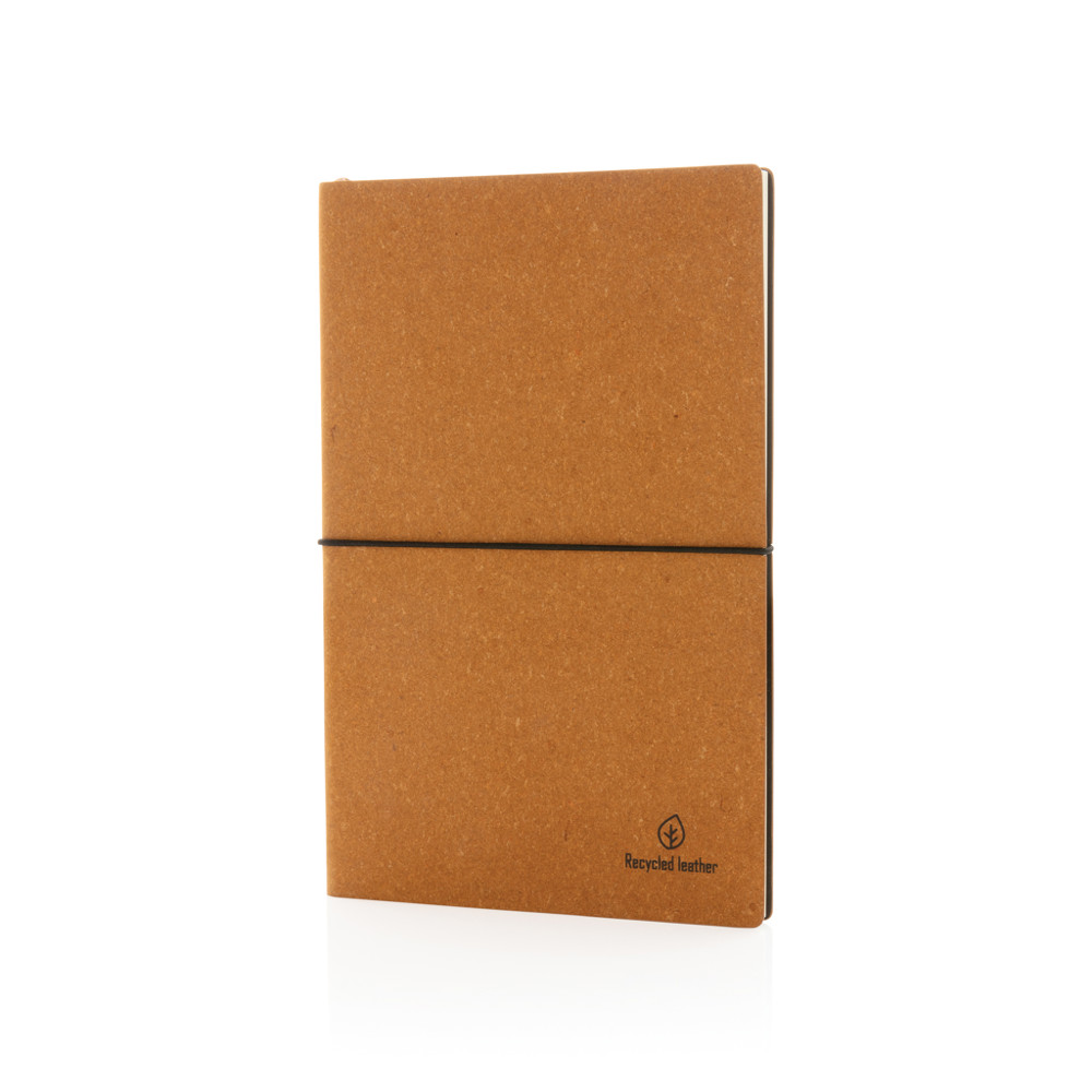 A5 GRS recycled leather notebook - brown (± PMS 24)