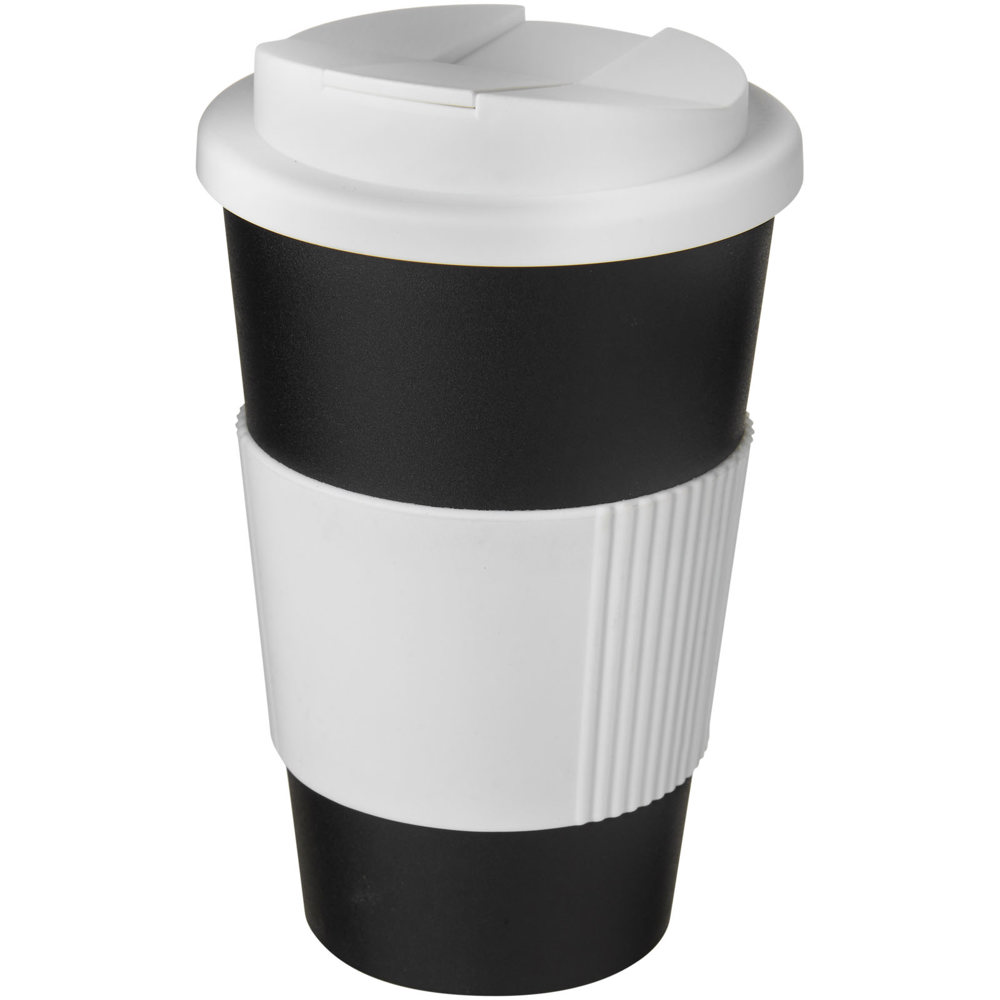 Americano® 350 ml tumbler with grip & spill-proof lid - Black, White