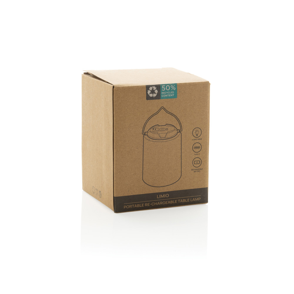 Limio RCS recycled plastic portable re-chargeable table lamp