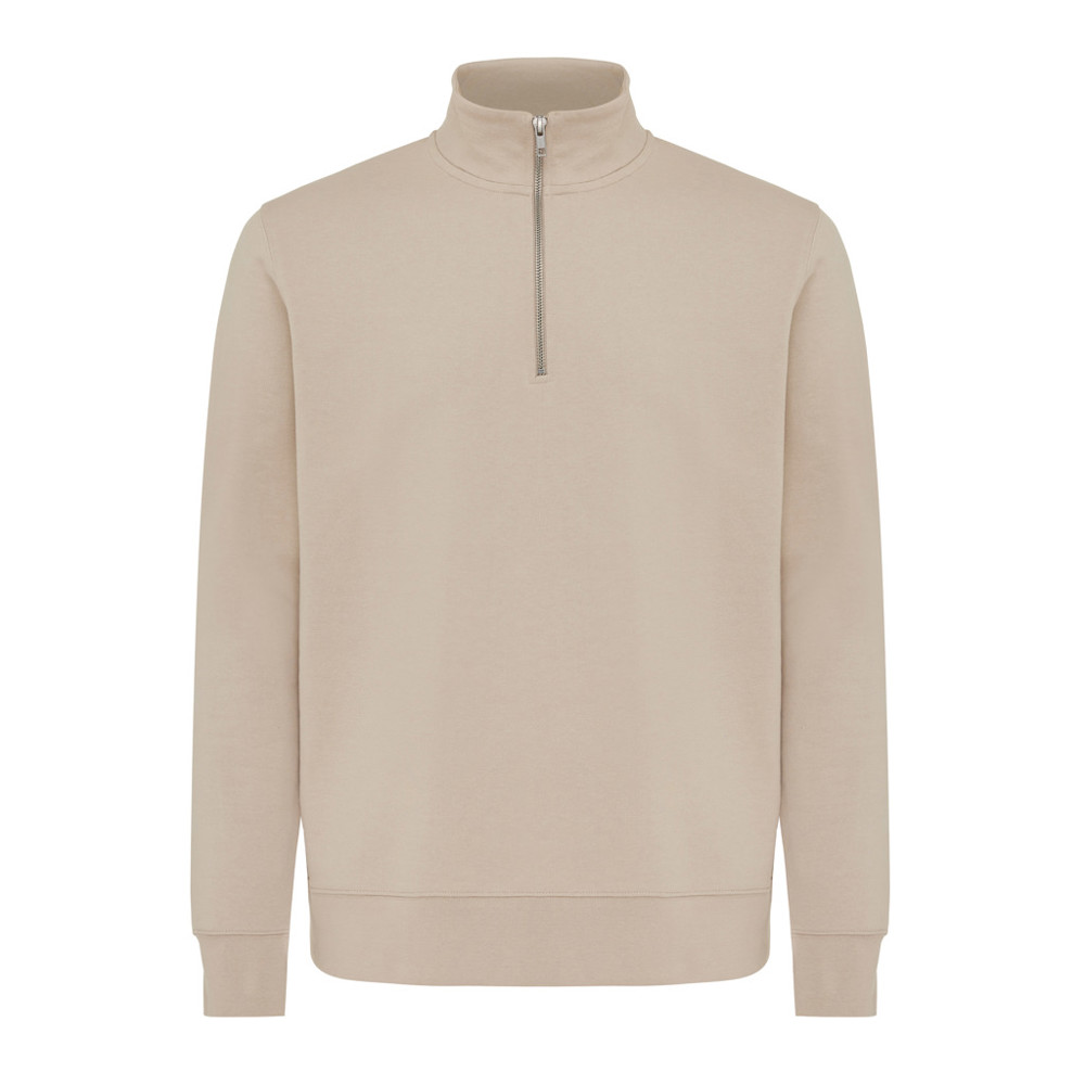 IQONIQ Elgon recycled cotton quarter zip sweater - desert (± PMS 14-0708 TCX)