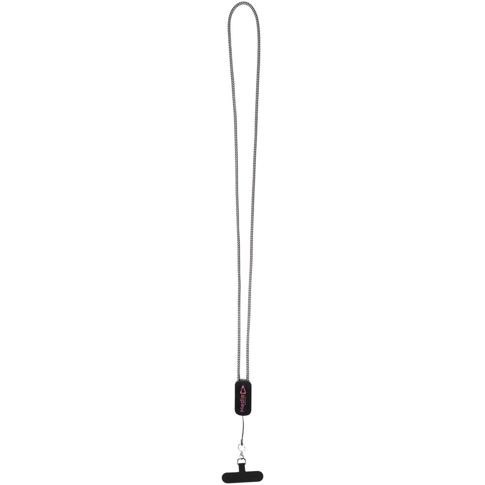 Anser recycled plastic smartphone lanyard with 27W 5-in-1 built-in cable