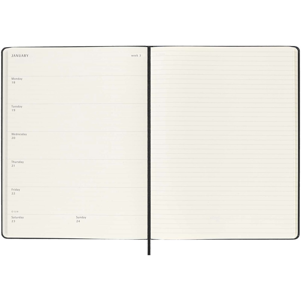Moleskine hard cover 12 month XL weekly planner