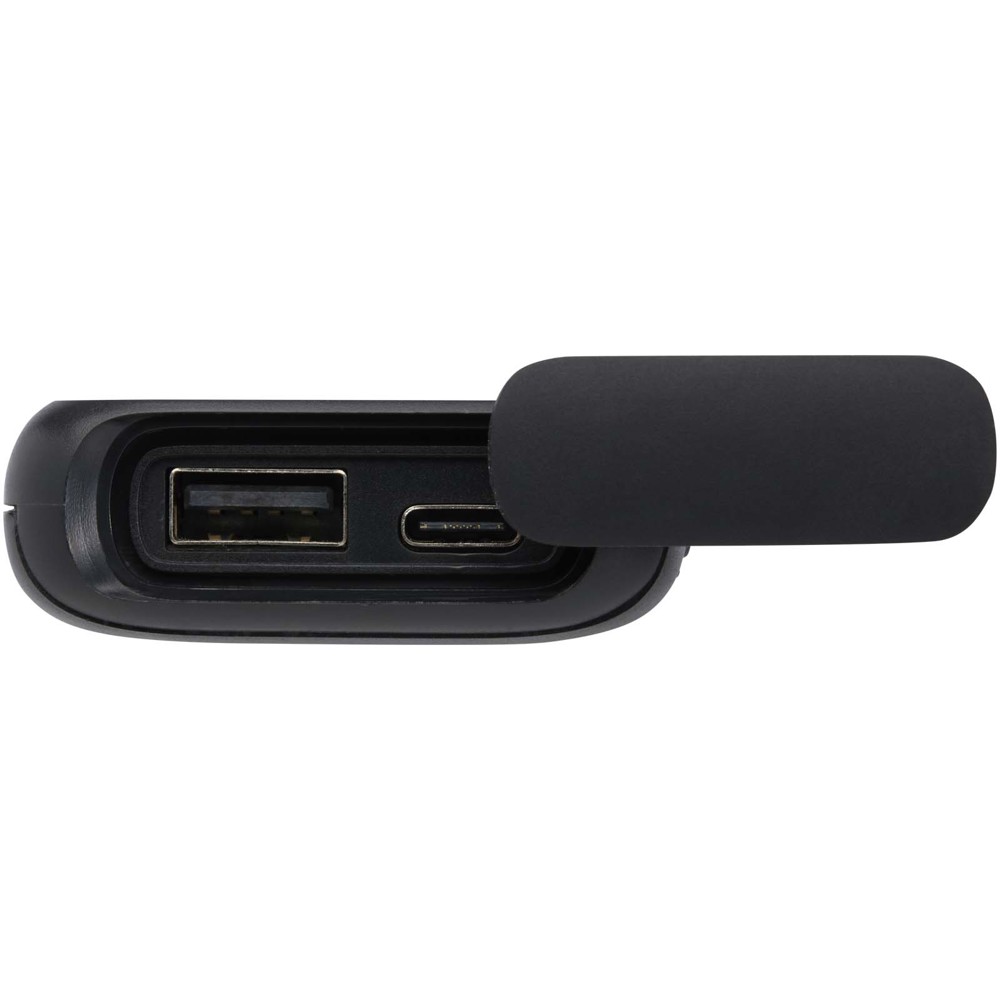 Alkes 5000 mAh 12W recycled plastic water resistant power bank with carabiner