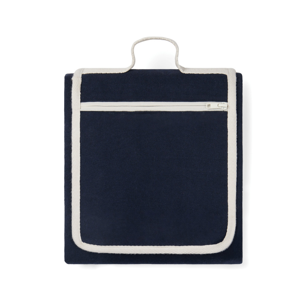VINGA Volonne AWARE™ recycled canvas picnic blanket - blue, off white (± PMS 19-4011/ ± PMS 11-0606 TPG)