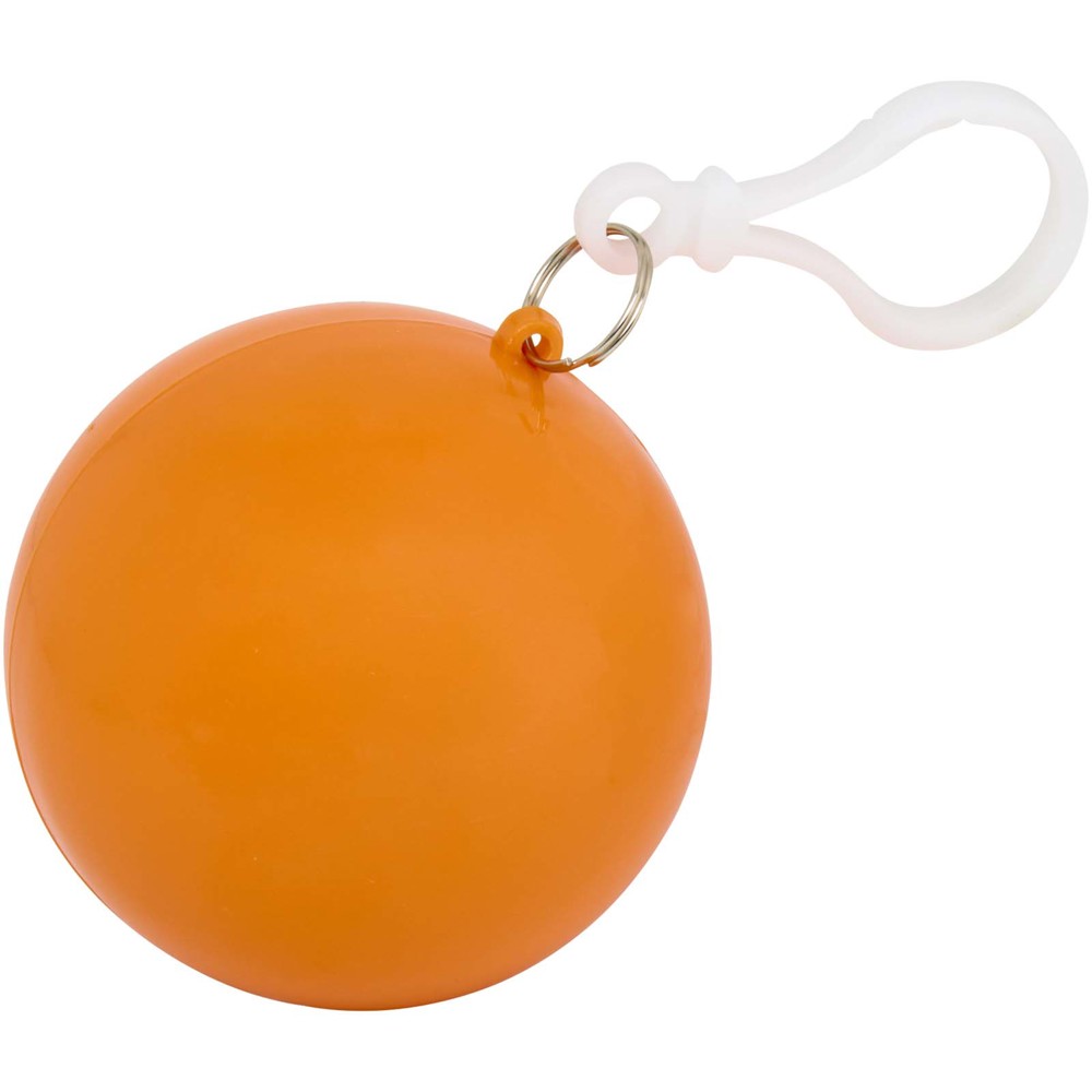 Fog poncho in round plastic container with carabiner