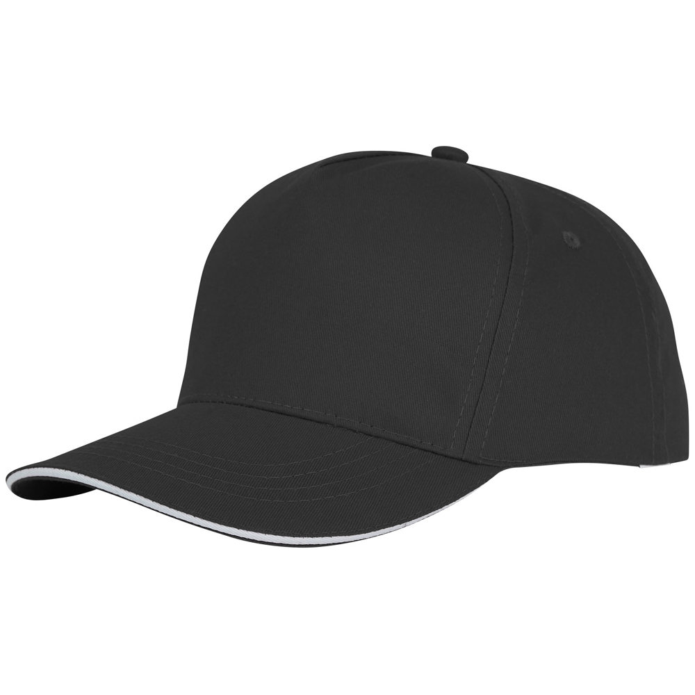 Ceto 5 panel 175 g/m2 sandwich cap - Black