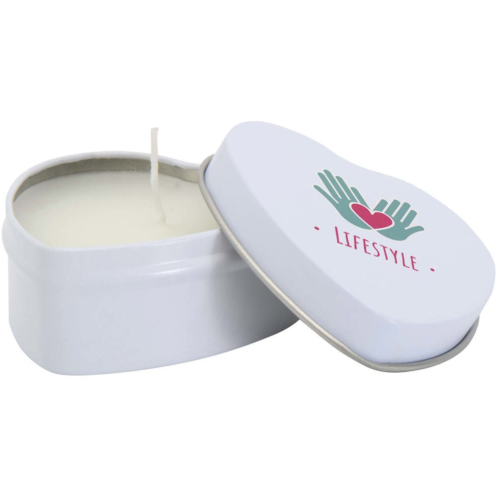 Blissful heart-shaped tin candle with vanilla aroma