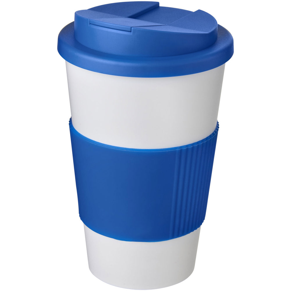 Americano® 350 ml tumbler with grip & spill-proof lid - White, Mid Blue
