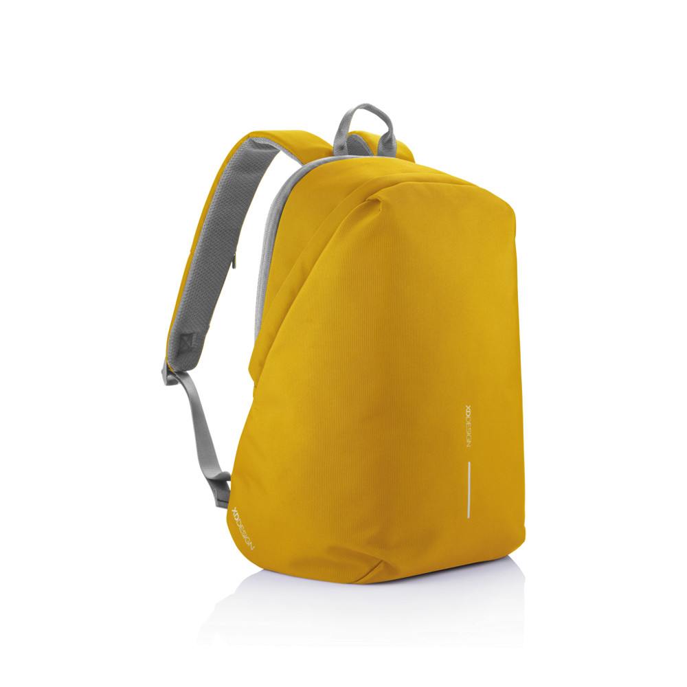 Bobby Soft, anti-theft backpack - yellow, grey (± PMS 131/ ± PMS Cool Grey 9)