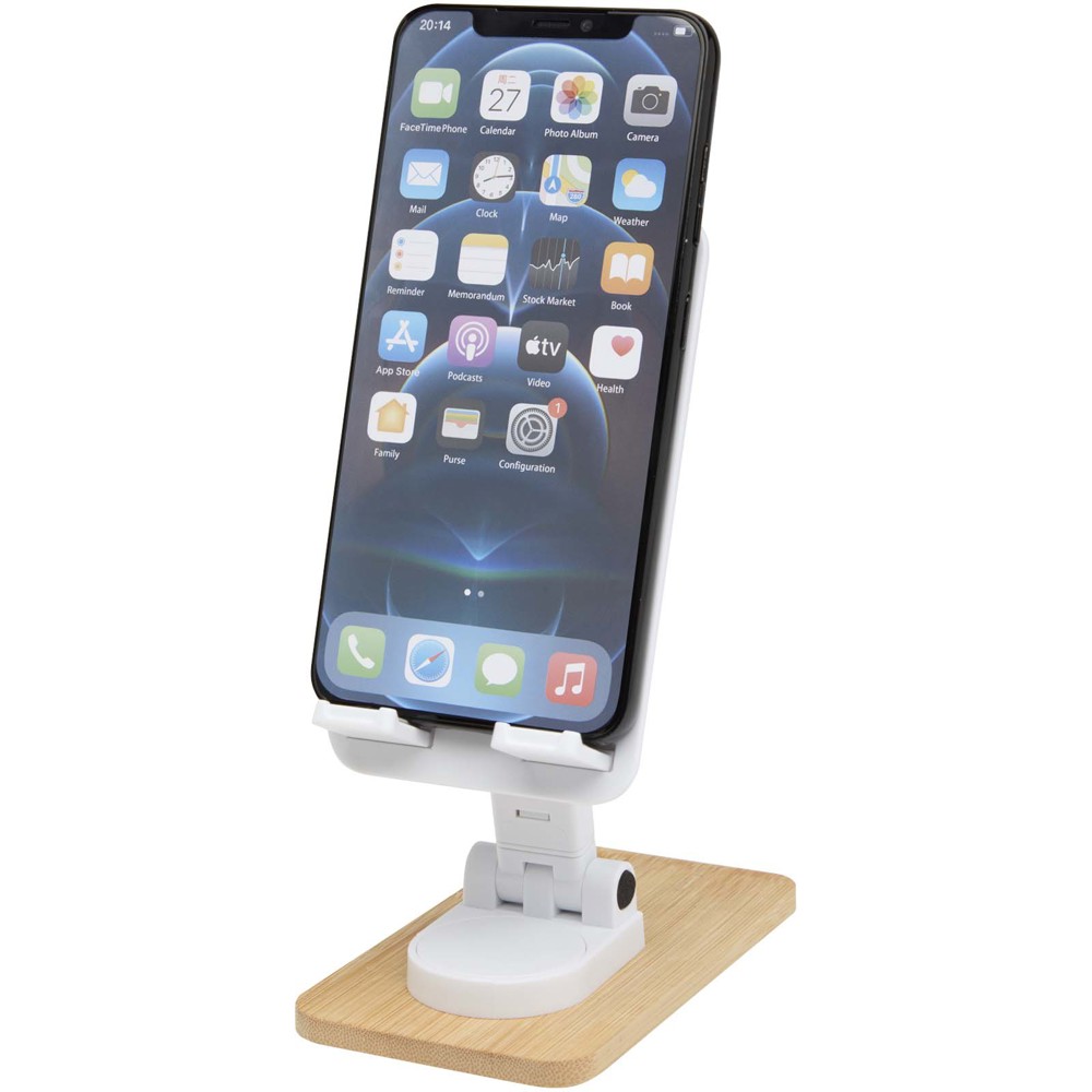 Alfirk recycled plastic foldeable desk phone stand with bamboo details