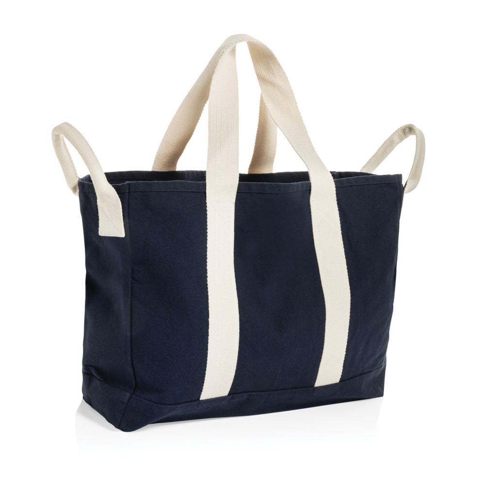 BEAU AWARE™ Beach bag 400gsm recycled canvas, with side hand - navy (± PMS 19-4010)