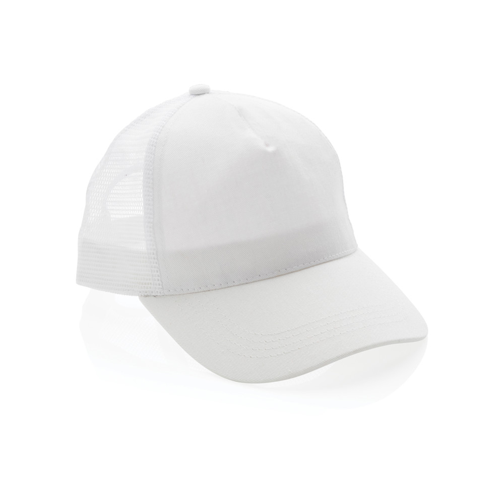 Impact AWARE™ Brushed rcotton 5 panel trucker cap 190gr - white (± PMS White)