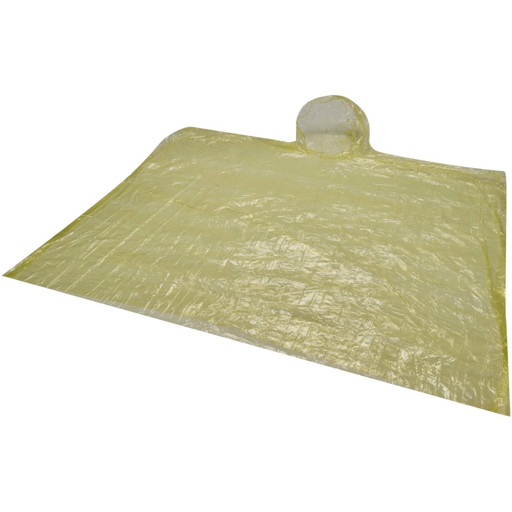 Fog poncho in round plastic container with carabiner
