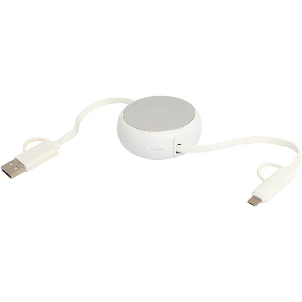 Alasia 5-in-1 100 cm recycled plastic and aluminium retractable data sync and 45W fast charge cable