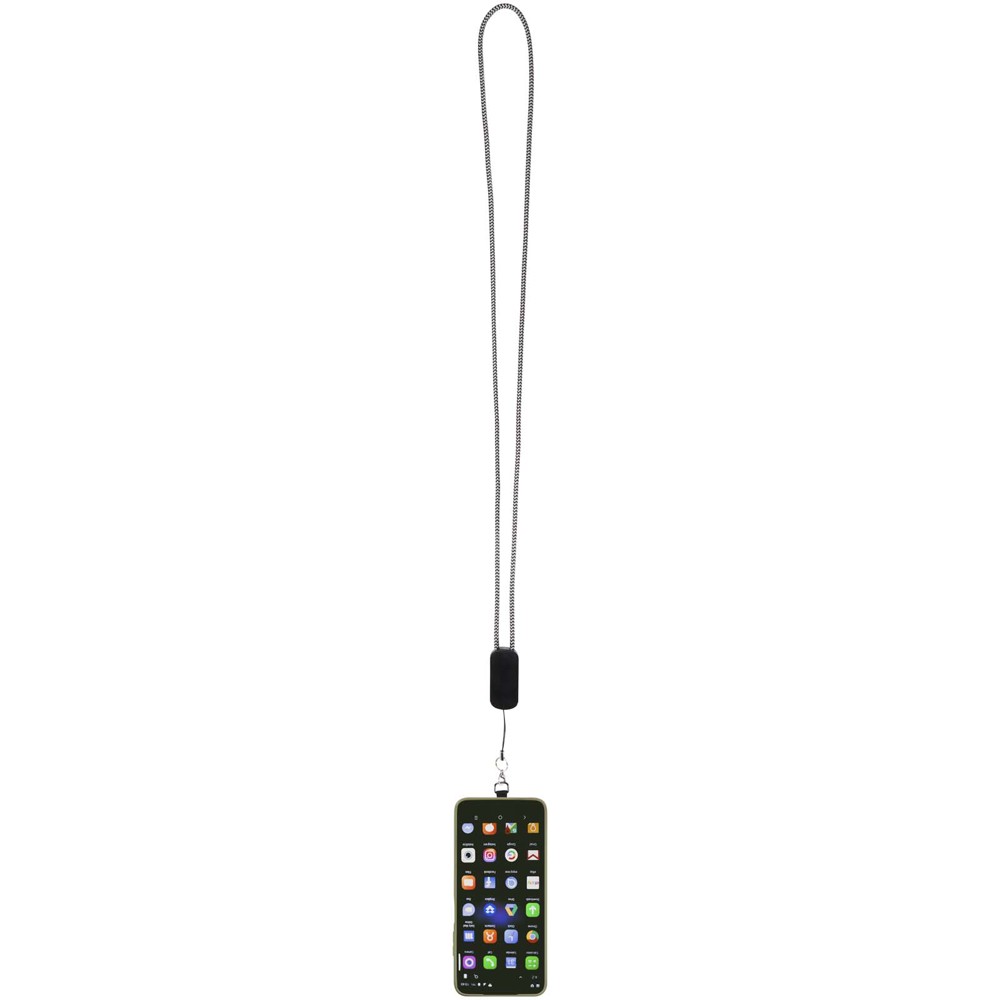 Anser recycled plastic smartphone lanyard with 27W 5-in-1 built-in cable