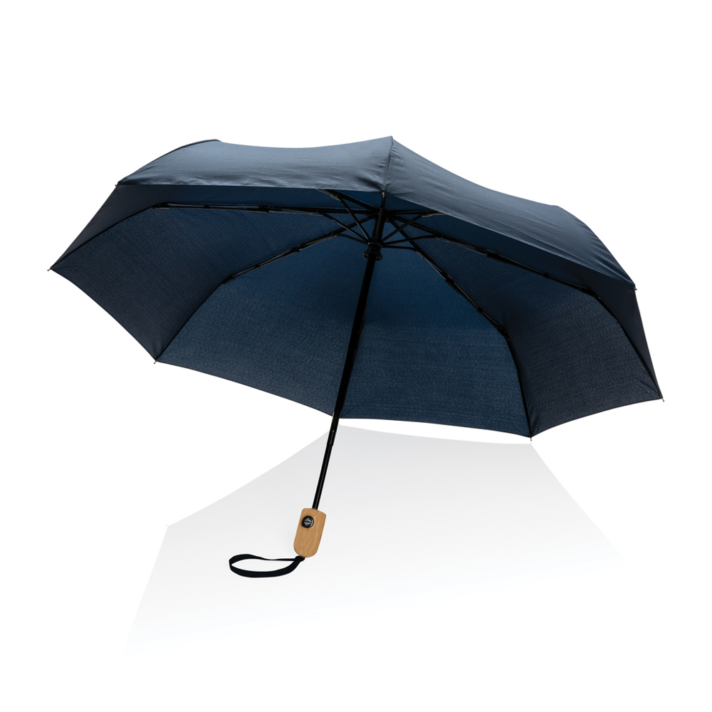 21" Impact AWARE™ RPET 190T bamboo auto open/close umbrella
