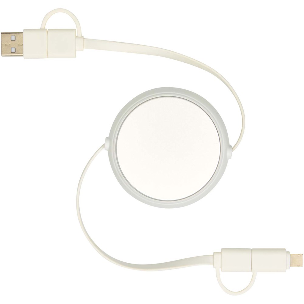 Alasia 5-in-1 100 cm recycled plastic and aluminium retractable data sync and 45W fast charge cable