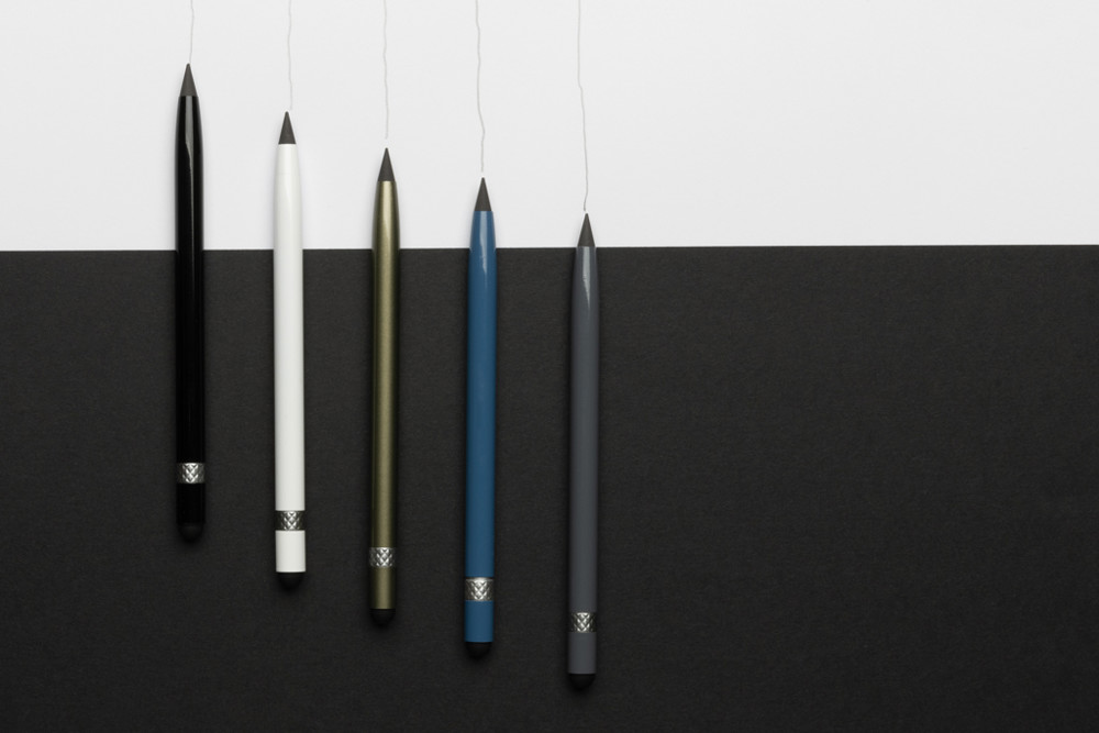 Aluminium inkless pen with eraser