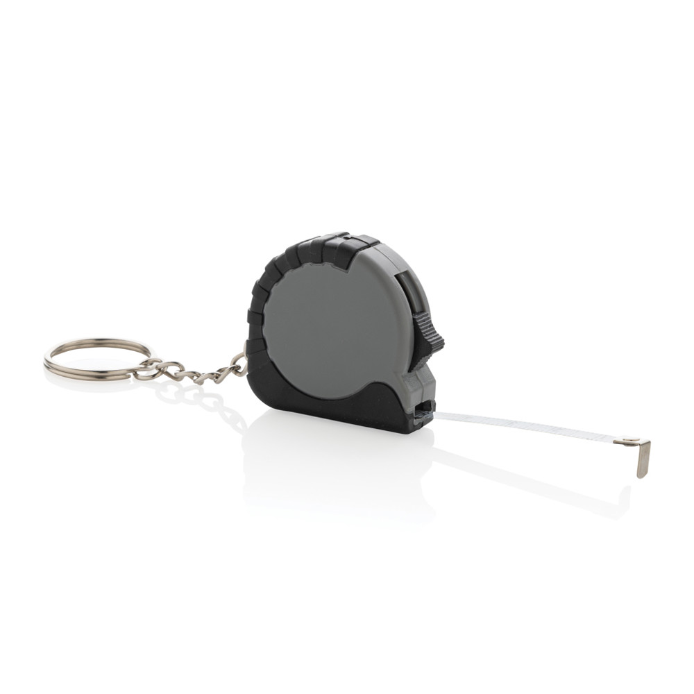 MeasureMate RCS reycled ABS 1 meter tape keychain - grey (± PMS Grey)