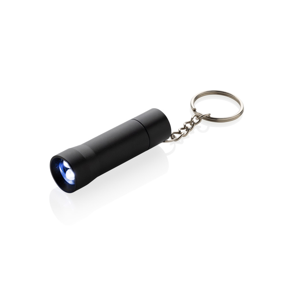 Flash RCS recycled aluminium keychain torch - black (± PMS Black)