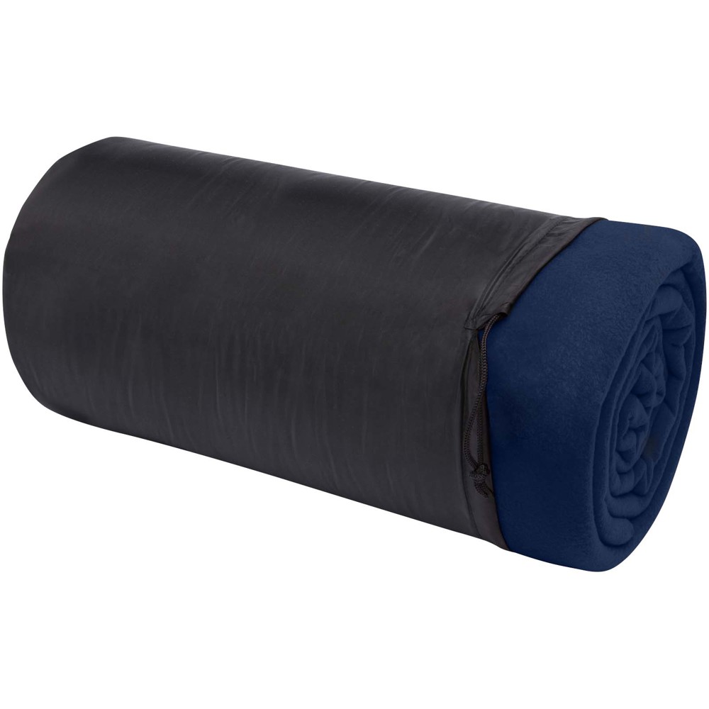 Huggy fleece plaid blanket with carry pouch 220x250 cm - Navy