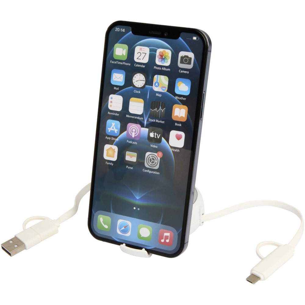 Alasia 5-in-1 100 cm recycled plastic and aluminium retractable data sync and 45W fast charge cable