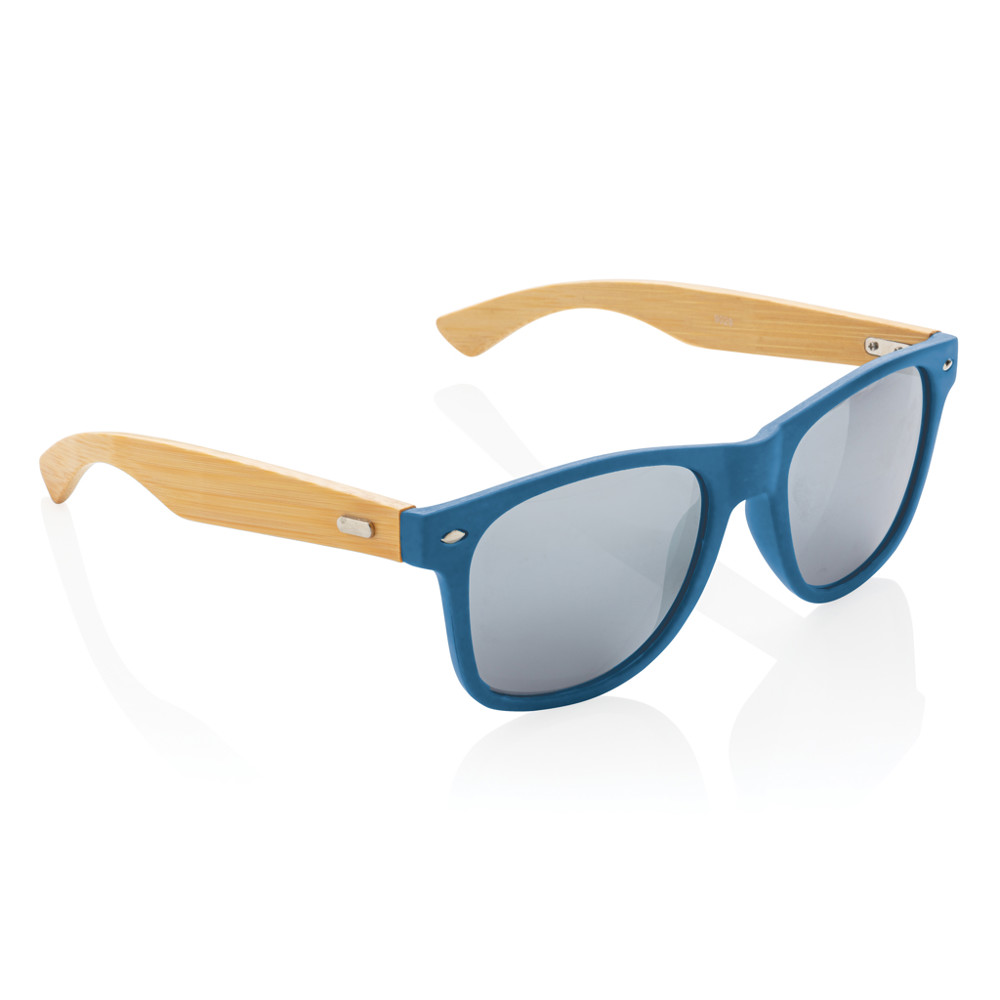 Bamboo and RCS recycled plastic sunglasses - blue (± PMS 7701)