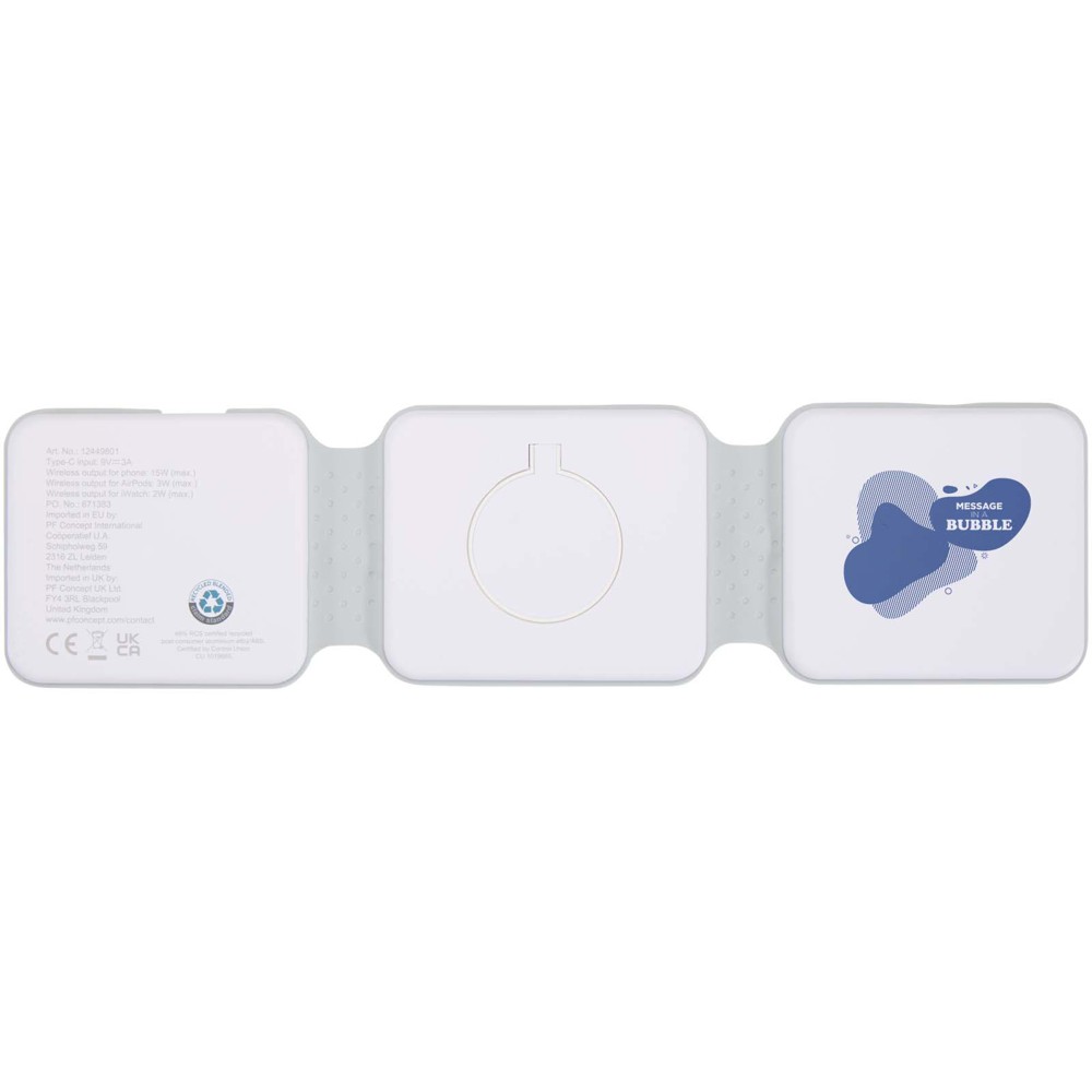 Armus 3-in-1 15W recycled plastic foldable wireless charger
