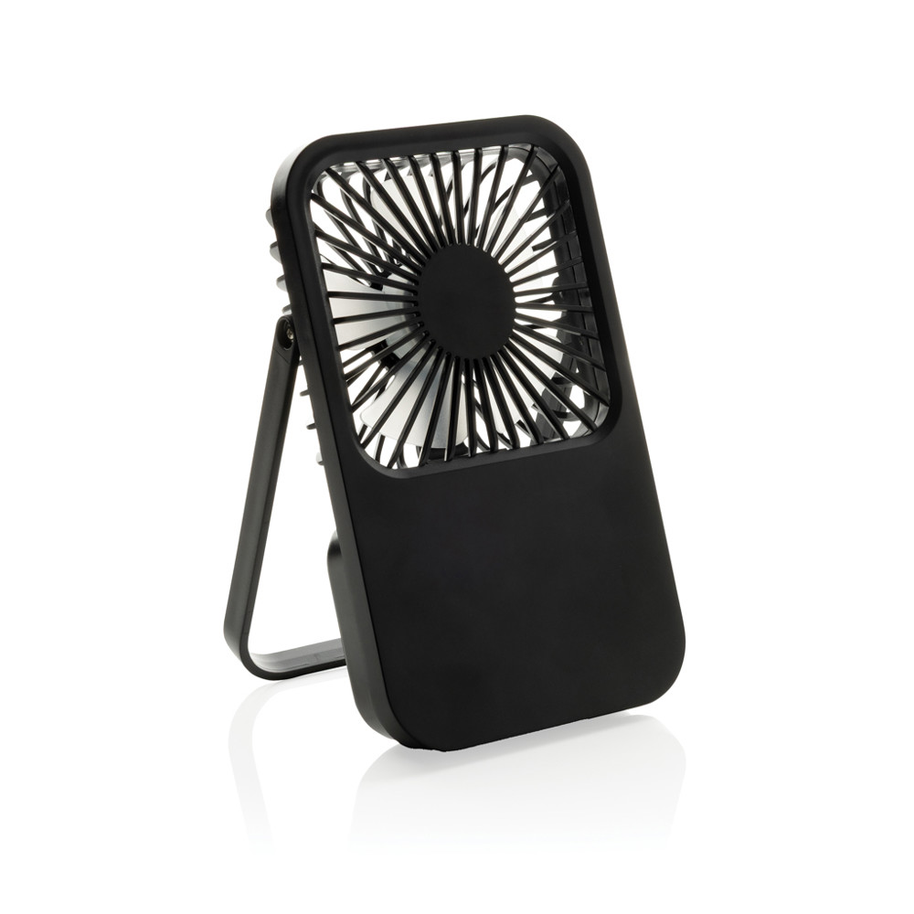 Aervina RCS recycled plastic re-chargeable desk fan - black (± PMS Black)