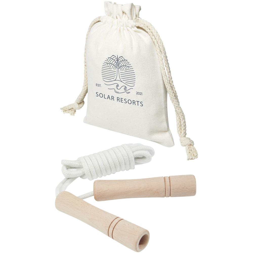 Denise wooden skipping rope in cotton pouch