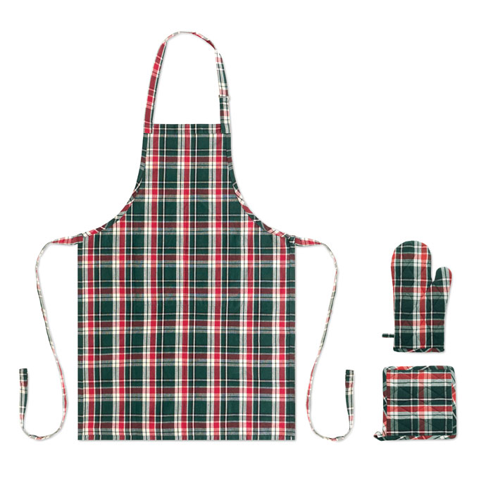 SANTAPRON - Chequered cotton kitchen set