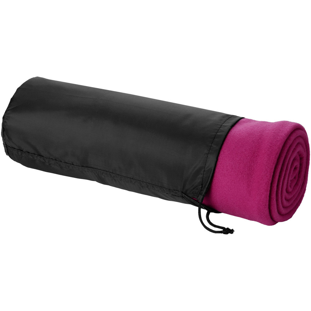 Huggy fleece plaid blanket with carry pouch 150x120 cm - Magenta