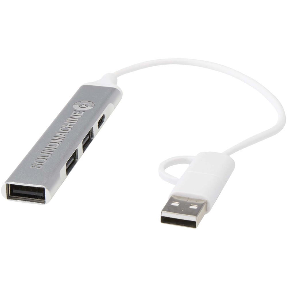 Alkaid 4-port recycled aluminium USB-A and Type-C hub with dual input