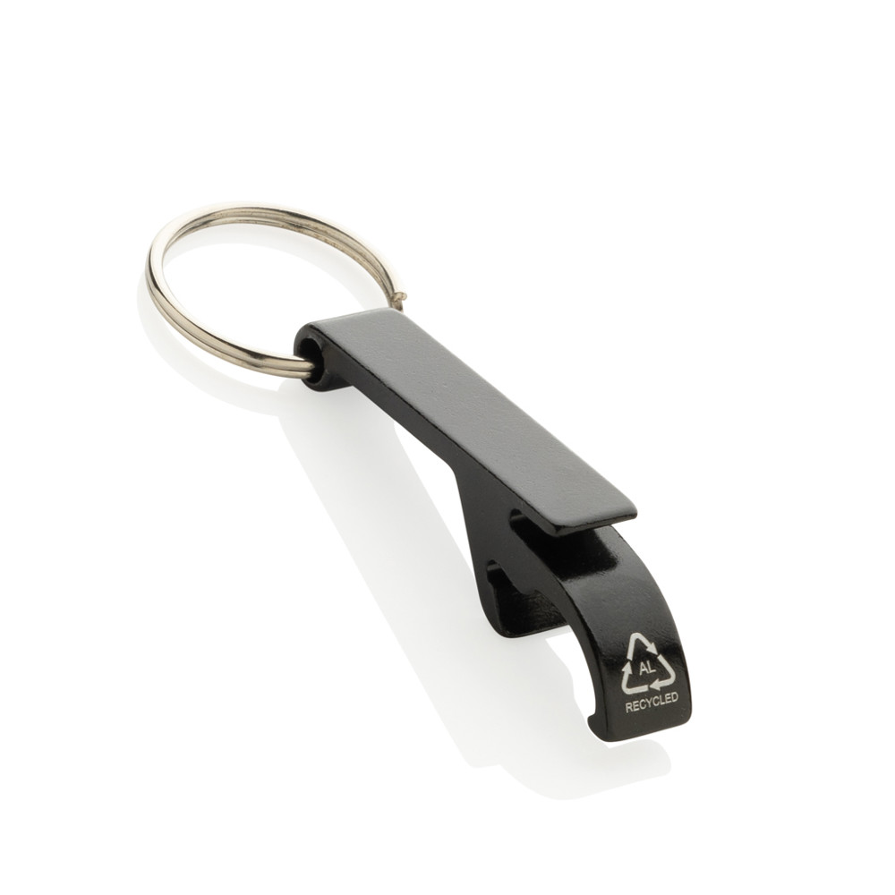 RCS recycled aluminum bottle and can opener - black (± PMS Black)