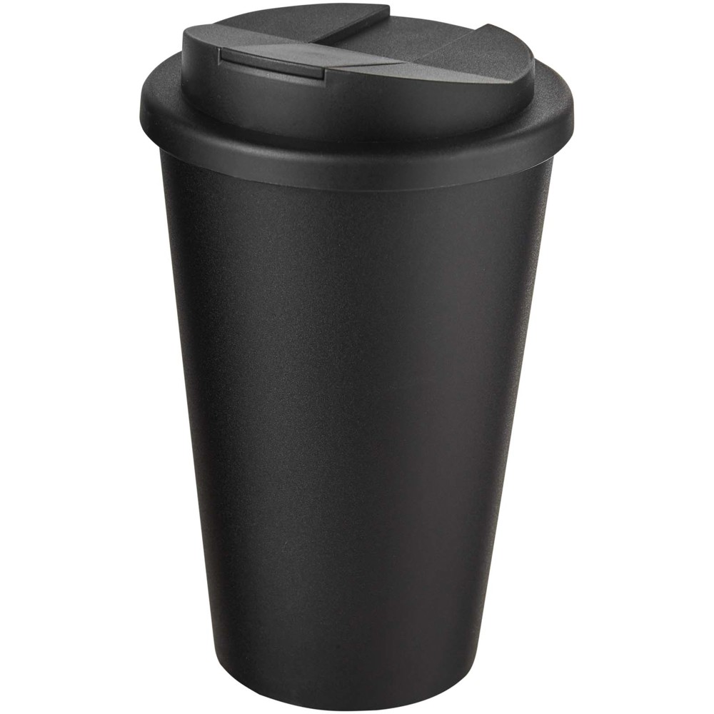 Americano® Eco 350 ml recycled tumbler with spill-proof lid - Black, Black