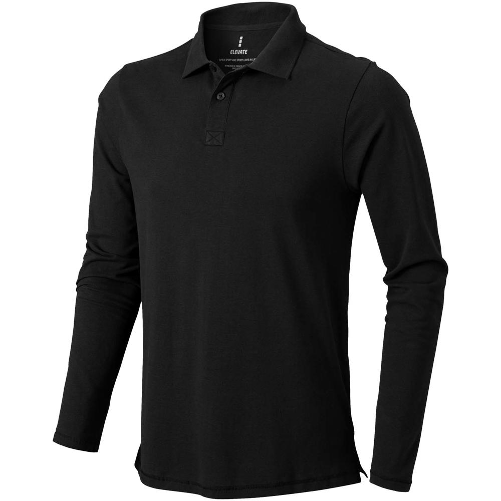 Calgary 180 g/m2 long sleeve men's polo - Black