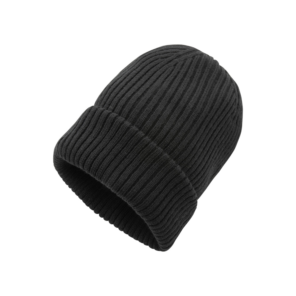 Impact AWARE™ Polylana® double knitted beanie - black (± PMS Black)