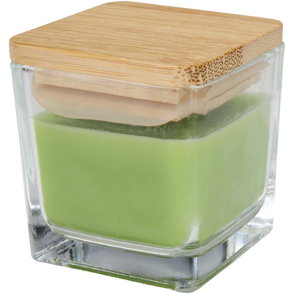 Ambra square glass candle with bamboo lid