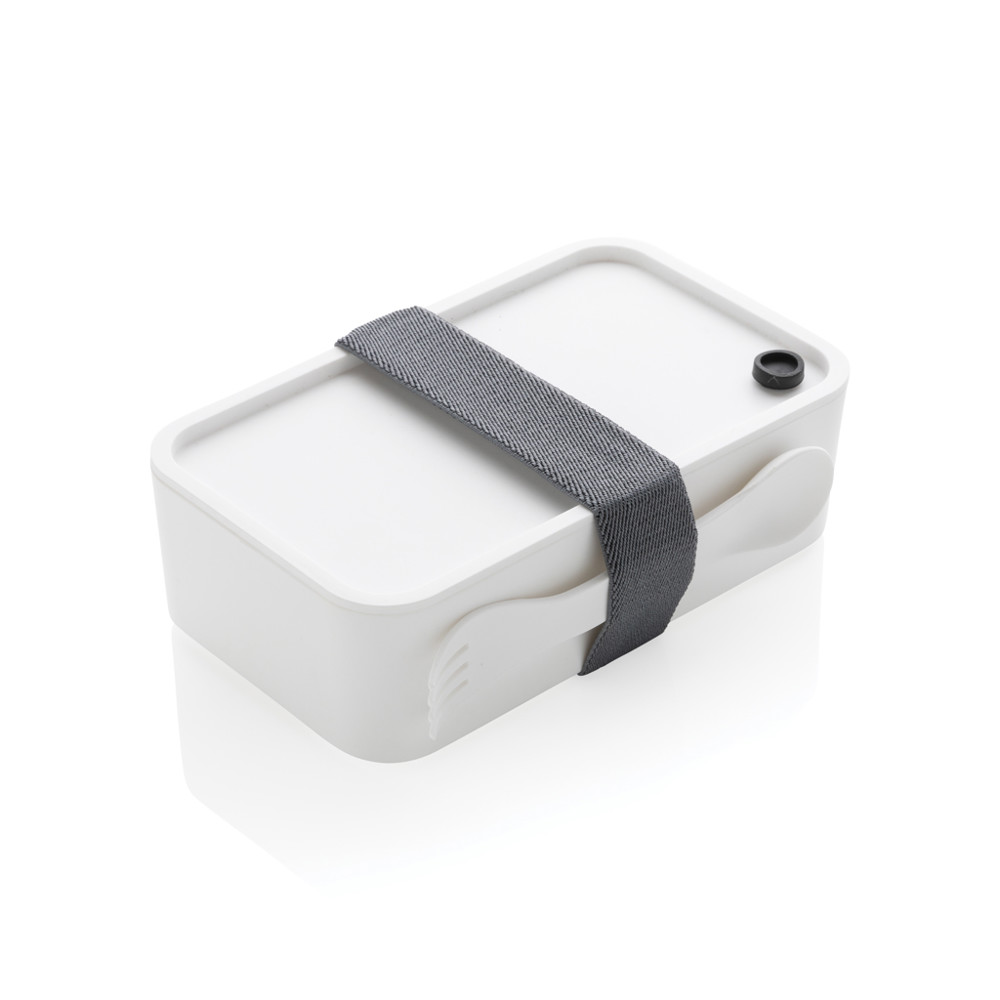 PP lunchbox with spork - white (± PMS White)