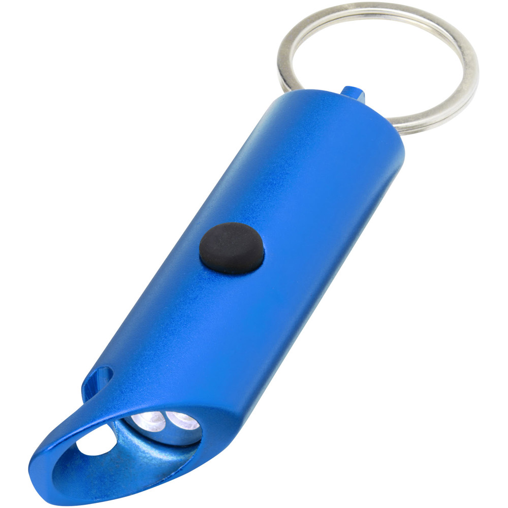 Flare RCS recycled aluminium IPX LED light and bottle opener with keychain - Royal blue