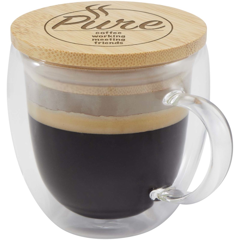 Lenora 250 ml glass cup with bamboo lid