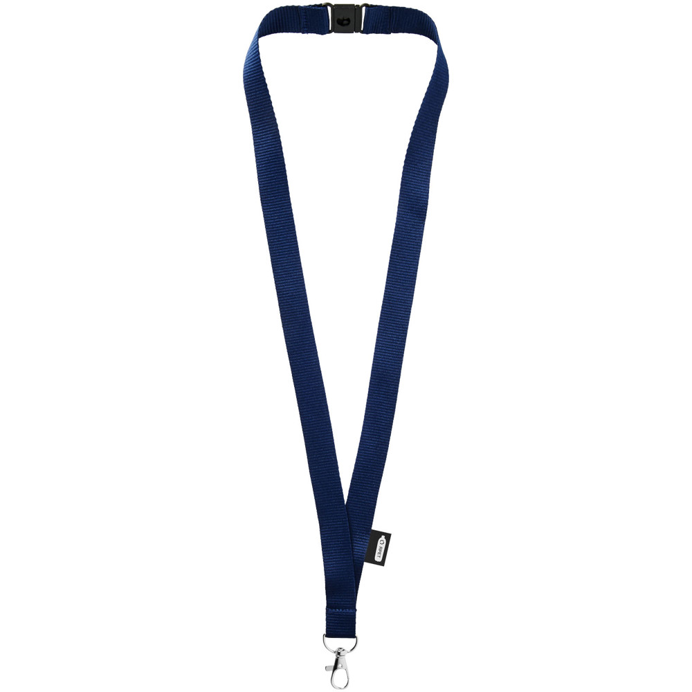 Tom recycled PET lanyard with breakaway closure - Navy